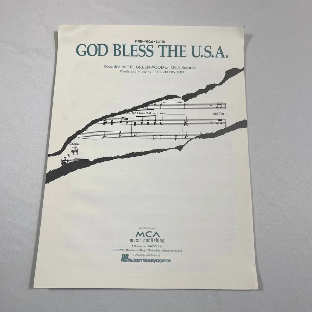 MCA Sheet Music Lee Greenwood God Bless The U.S.A. Piano Vocal Guitar